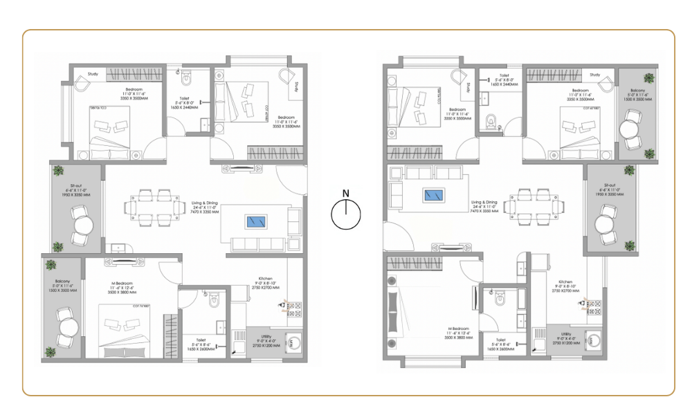 3B + 2T Floor Plan