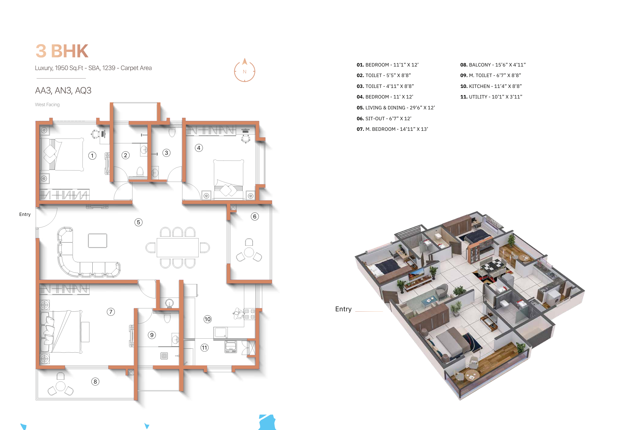 3 BHK Type 2 Floor Plan
