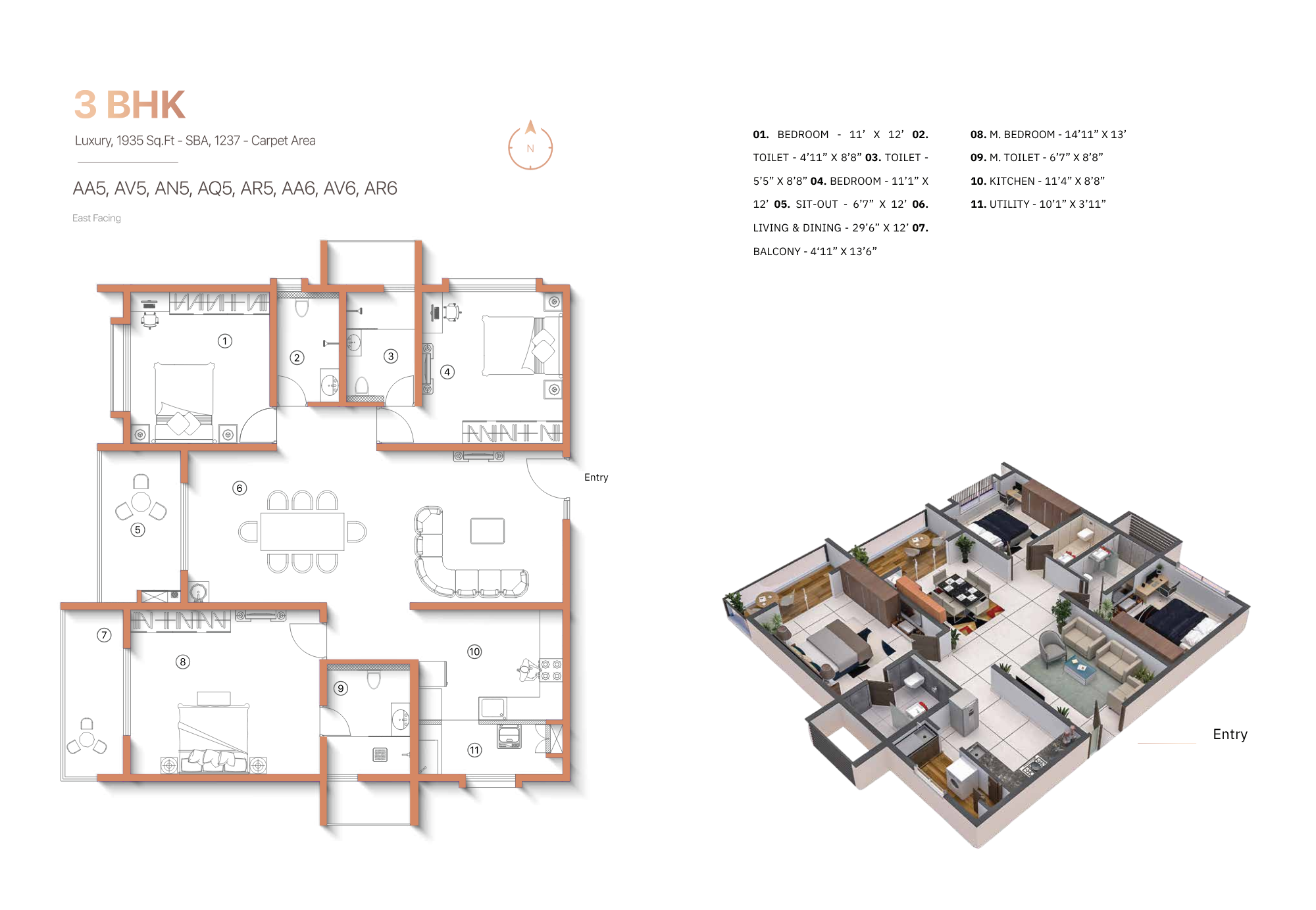 3 BHK Type 3 Floor Plan